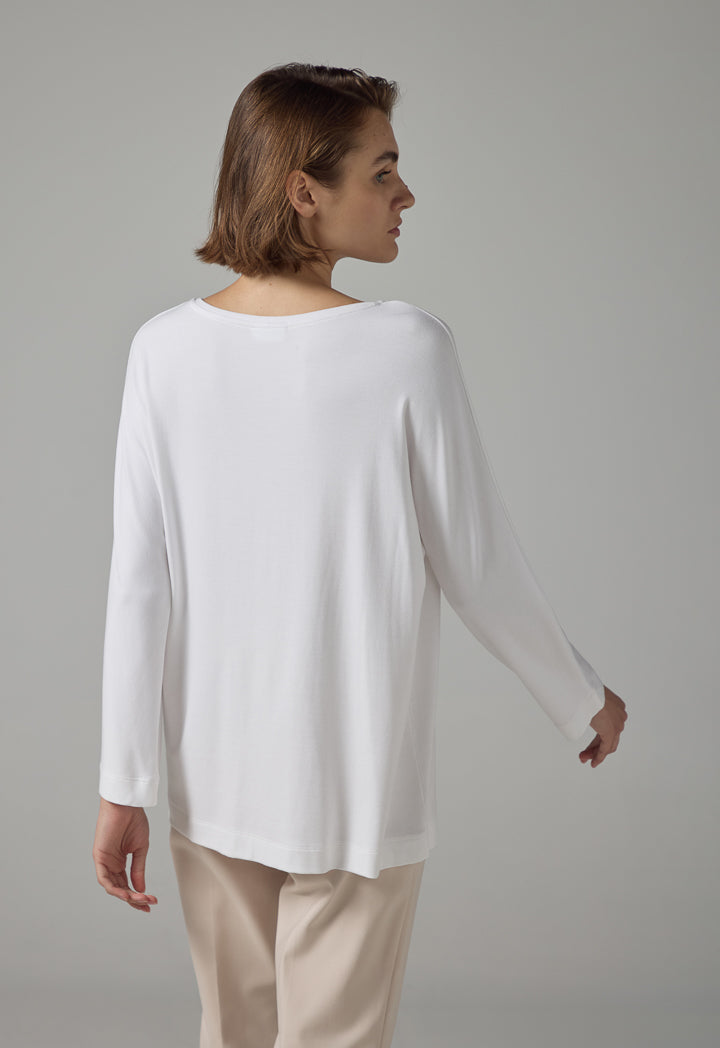 Choice Long Sleeve Basic Top Off White