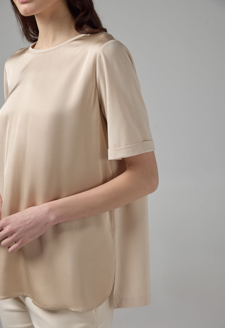 Choice Short Sleeve Basic T-Shirt Beige