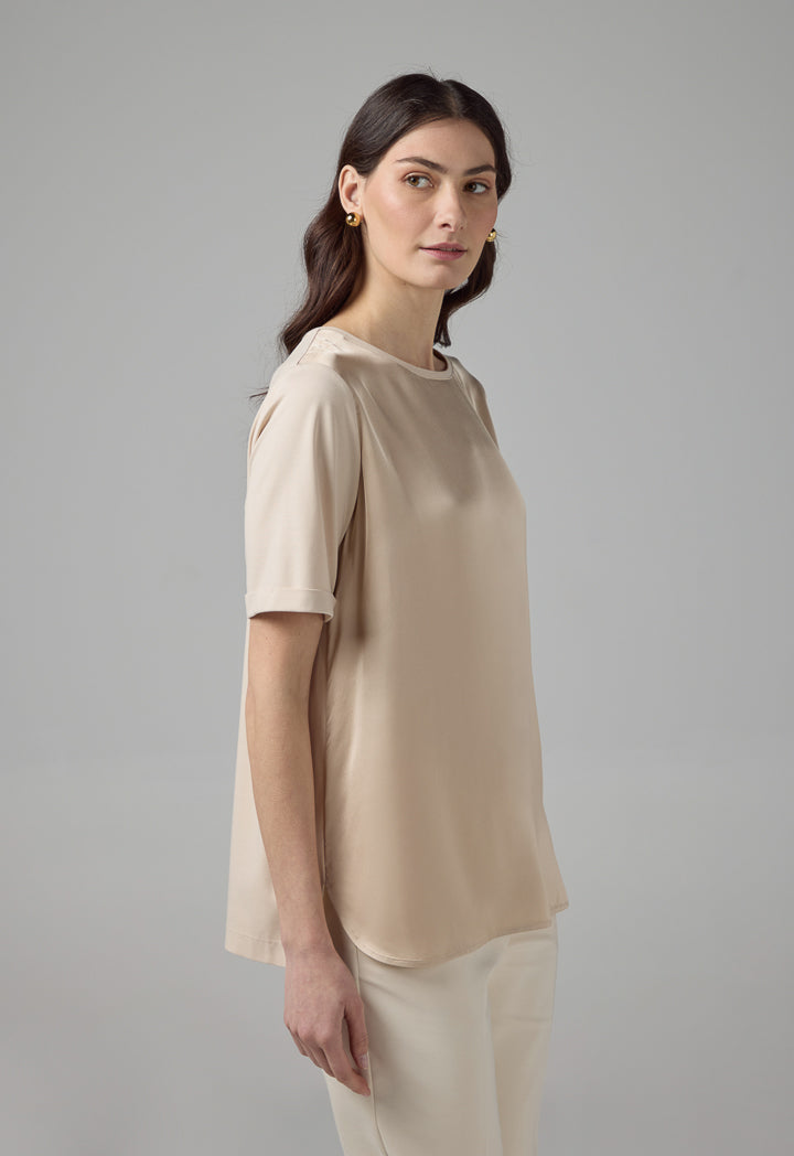 Choice Short Sleeve Basic T-Shirt Beige