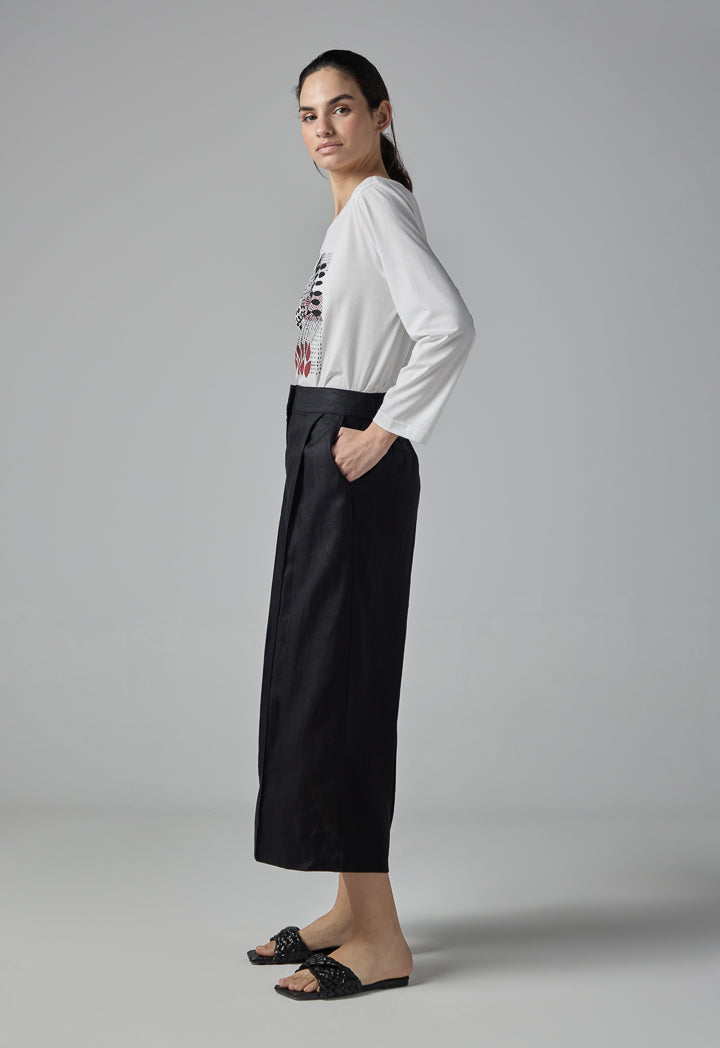 Choice Wide Leg Basic Trousers Black