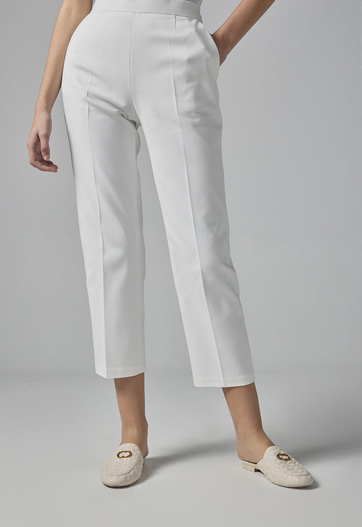 Choice Peg Leg High Waist Trousers Off White