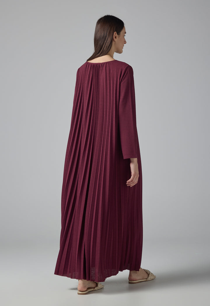 Choice Pleated Maxi Dress Burgundy