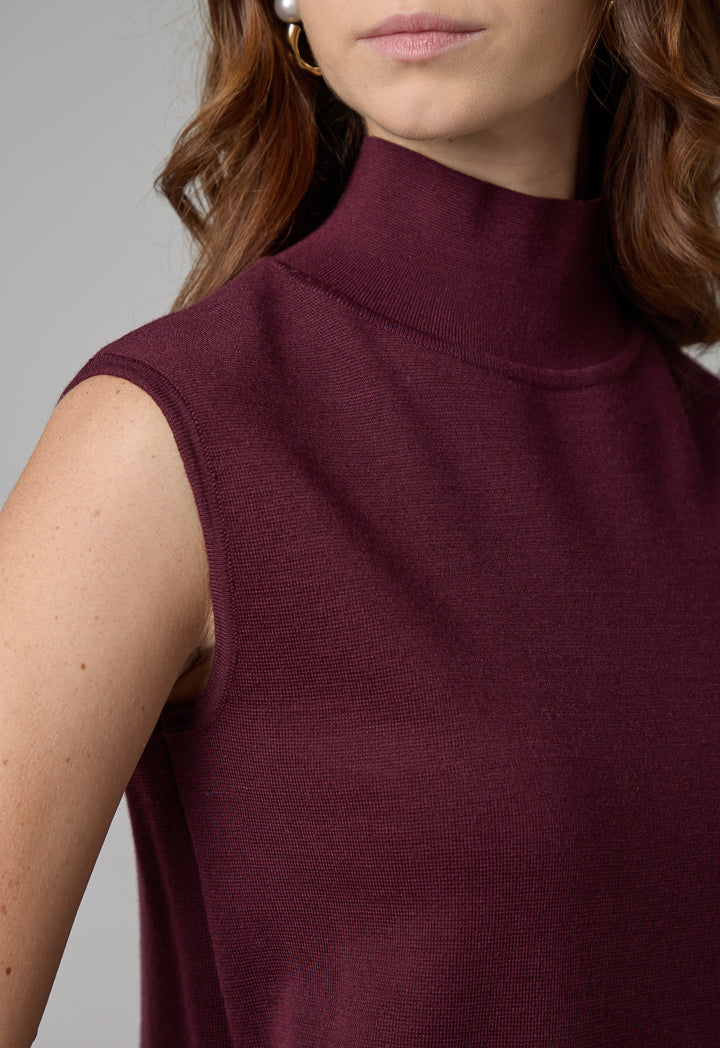 Choice Basic Sleeveless Knitted Top Burgundy