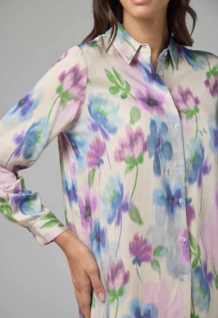 Choice Floral Printed Long Sleeve Shirt  Multi Color