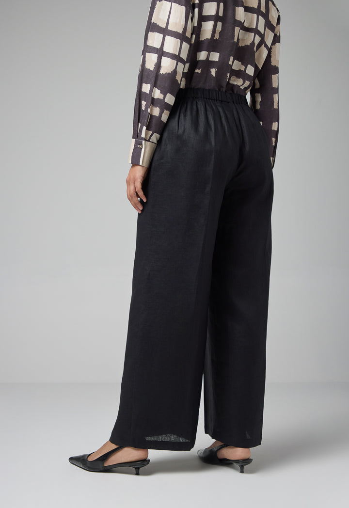 Choice Solid Wide Legs Trousers Black