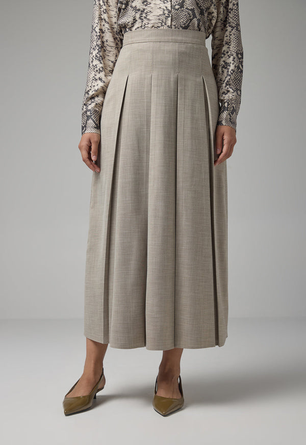 Choice Box Pleated Solid Skirt Grey