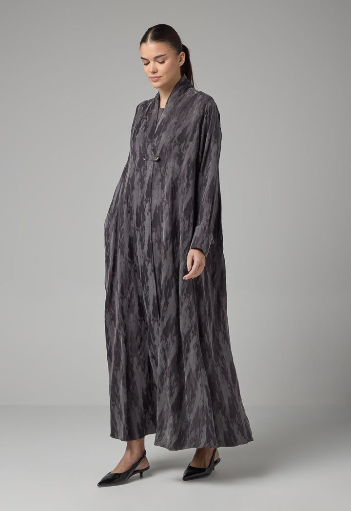 Choice Contrast Oversized Maxi Abaya With Hijab Grey