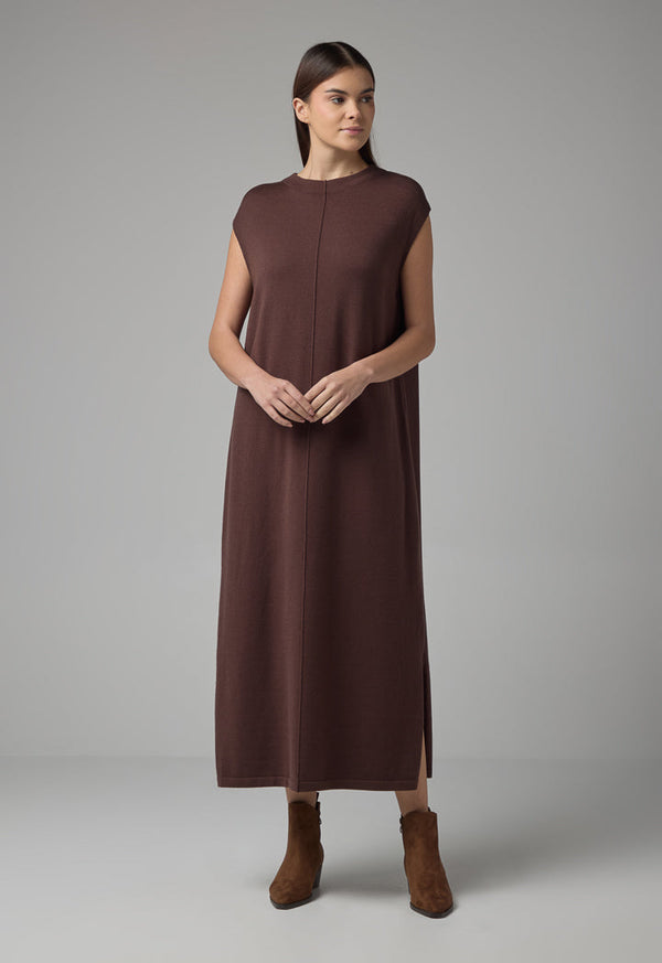 Choice Sleeveless Knitted Maxi Dress Brown