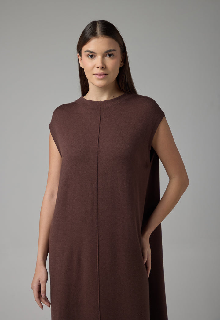 Choice Sleeveless Knitted Maxi Dress Brown