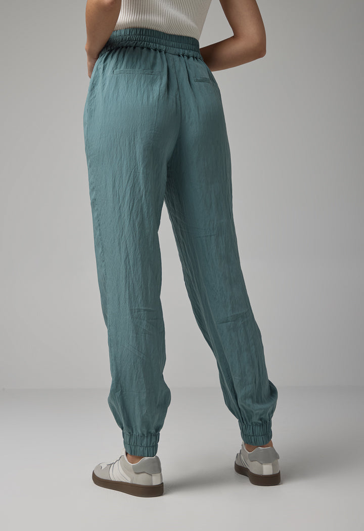 Choice Single Tone Elastic Waistband Trousers Green