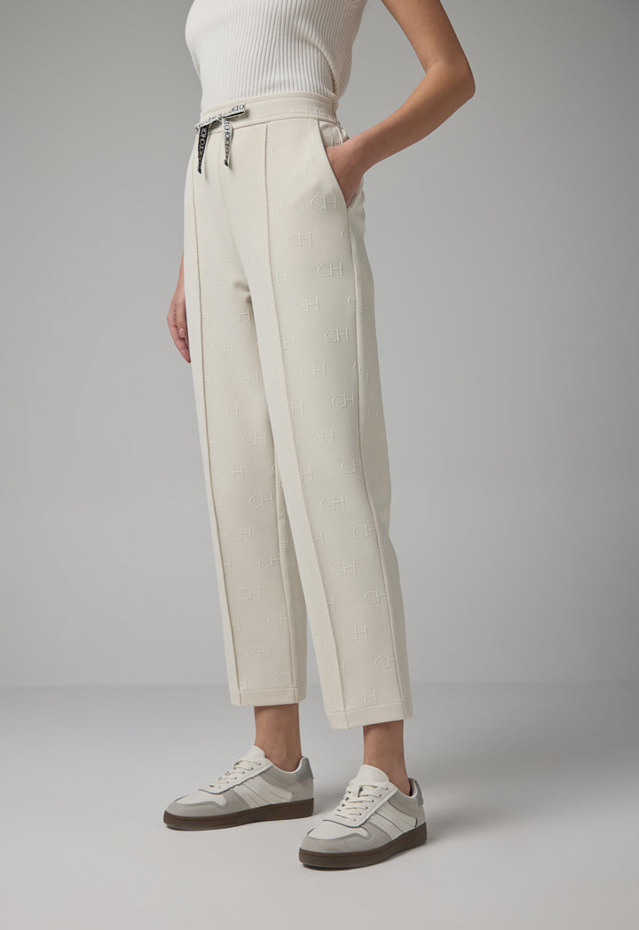 Choice Solid Monogram Drawstring Trousers Sand