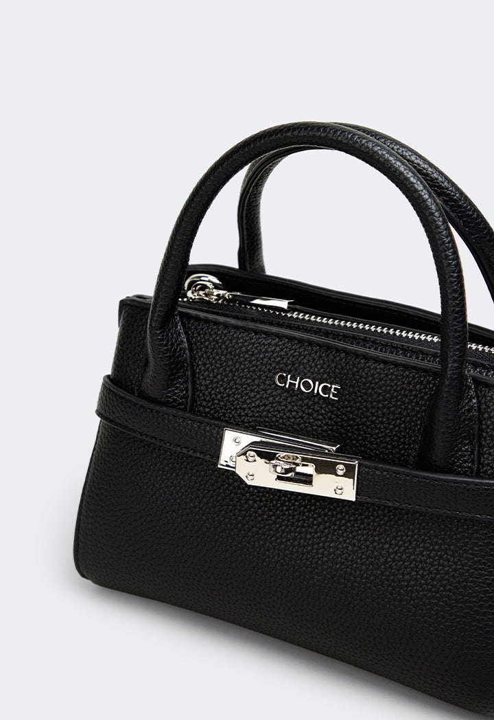 Choice Iconic Metallic Turn Lock Handbag Black