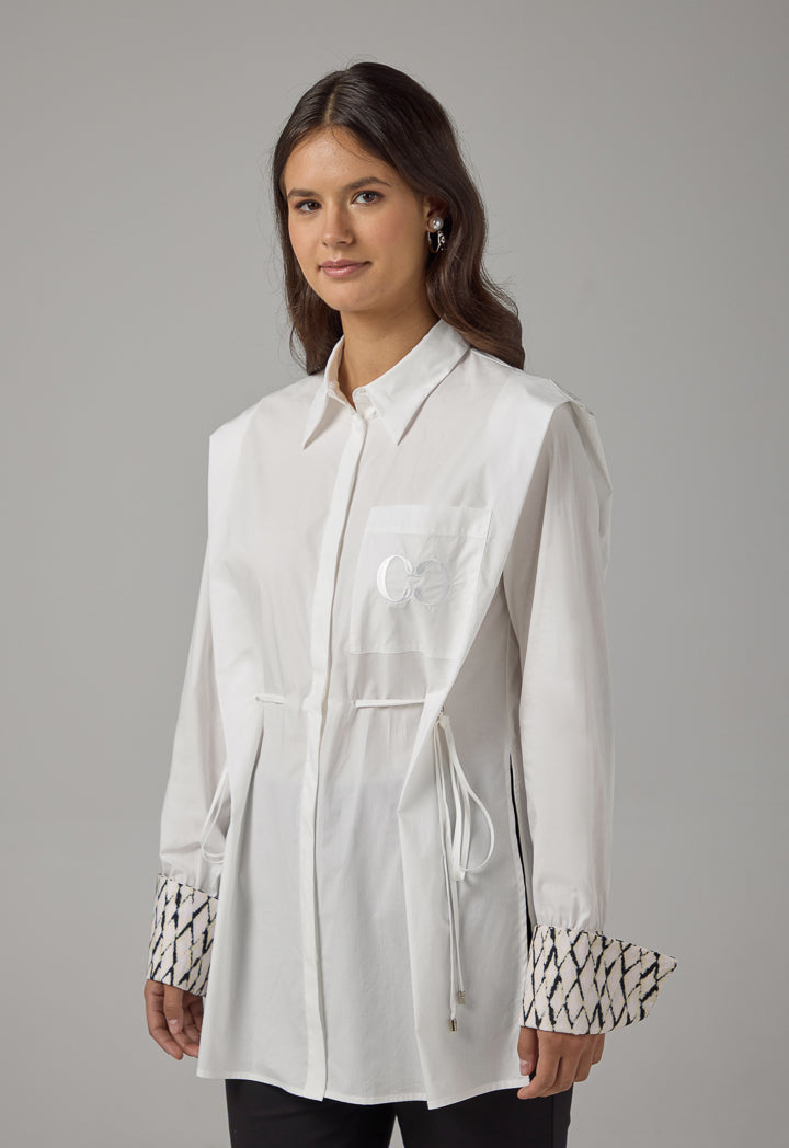 Choice Solid Embroidered Monogram Shirt Off White