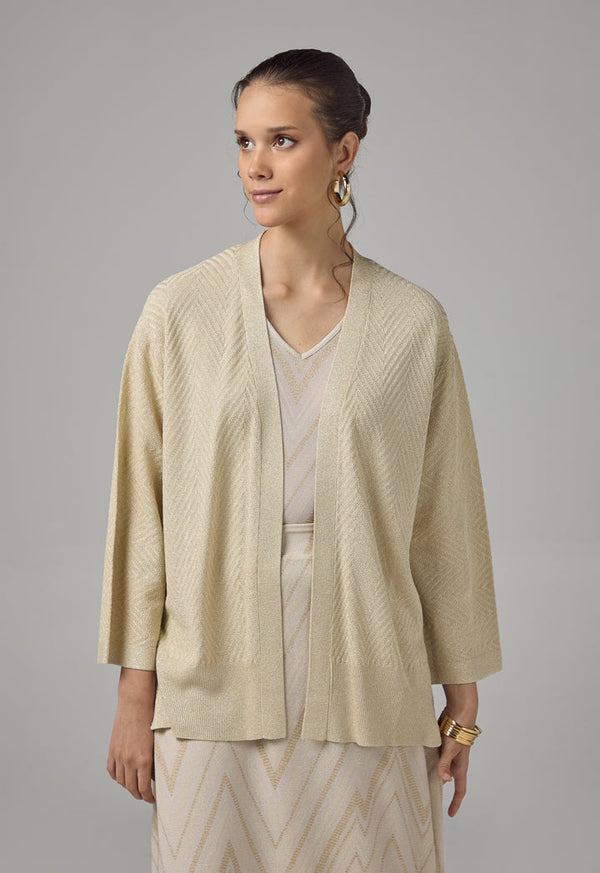 Choice Solid Lurex Cardigan Beige