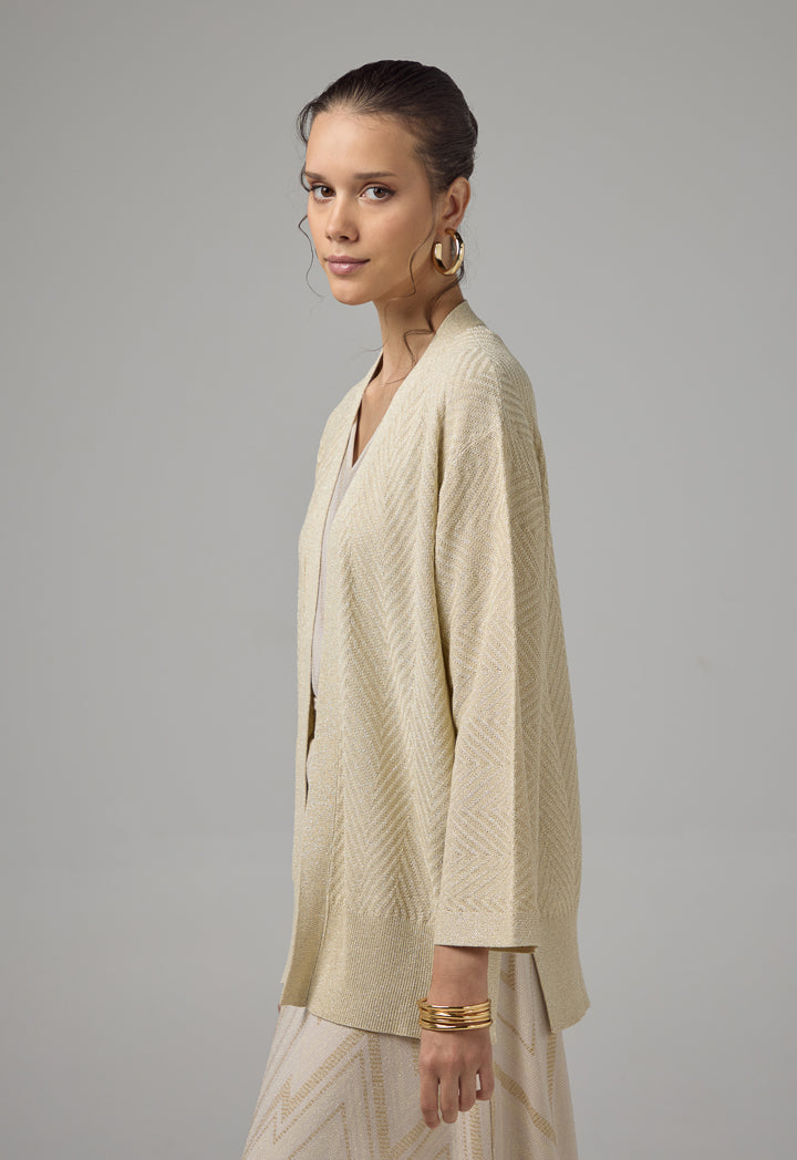 Choice Solid Lurex Cardigan Beige