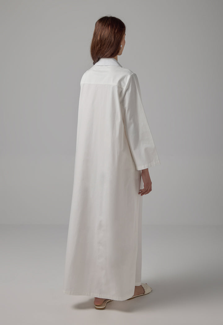 Choice Long Sleeve Basic Maxi Dress Off White