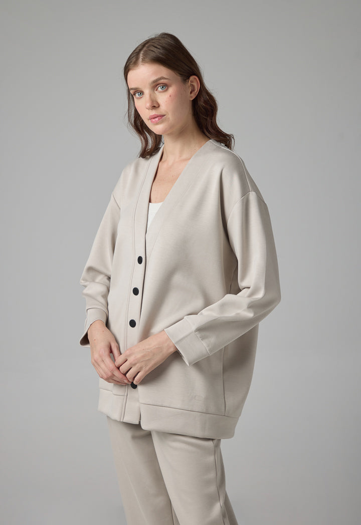 Choice Long Sleeve Drop Shoulder Cardigan Grey