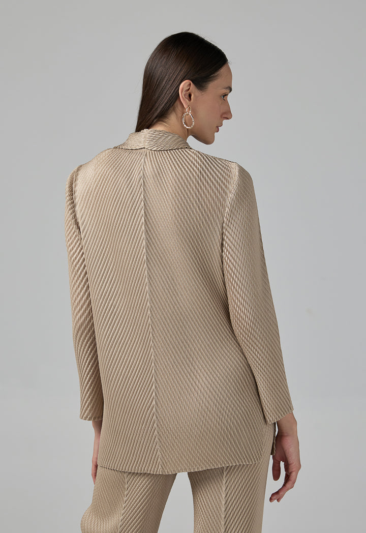 Choice Front Pocket Notched Collar Jacket Beige