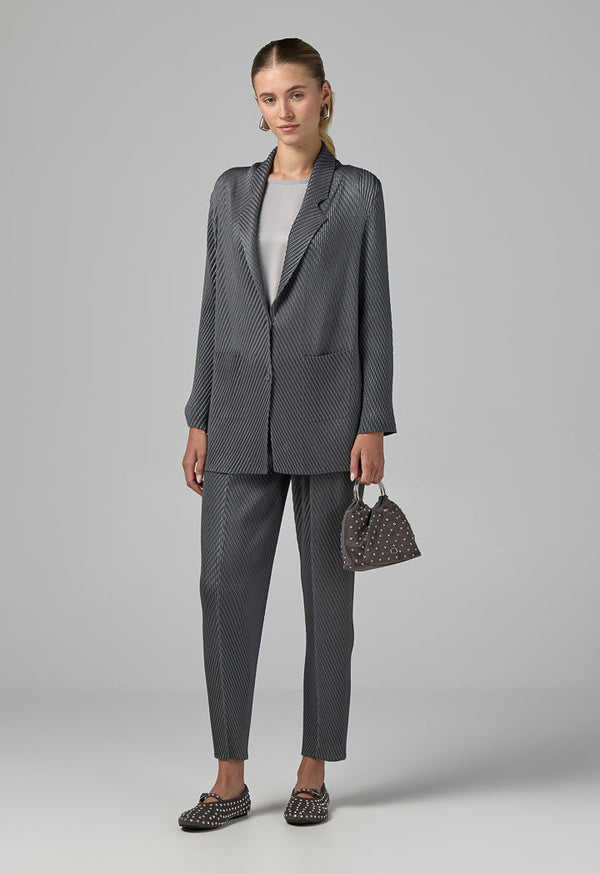 Choice Front Pocket Notched Collar Jacket Grey