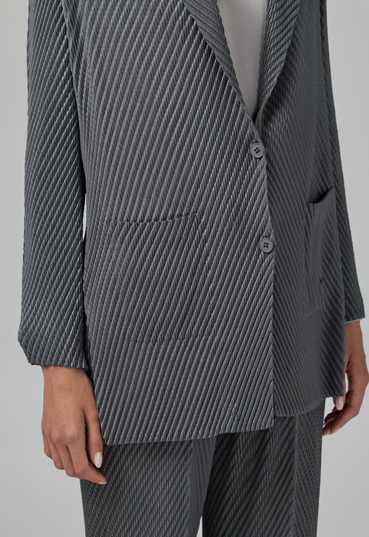 Choice Front Pocket Notched Collar Jacket Grey