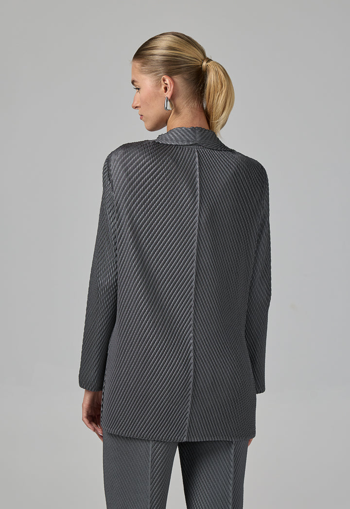 Choice Front Pocket Notched Collar Jacket Grey