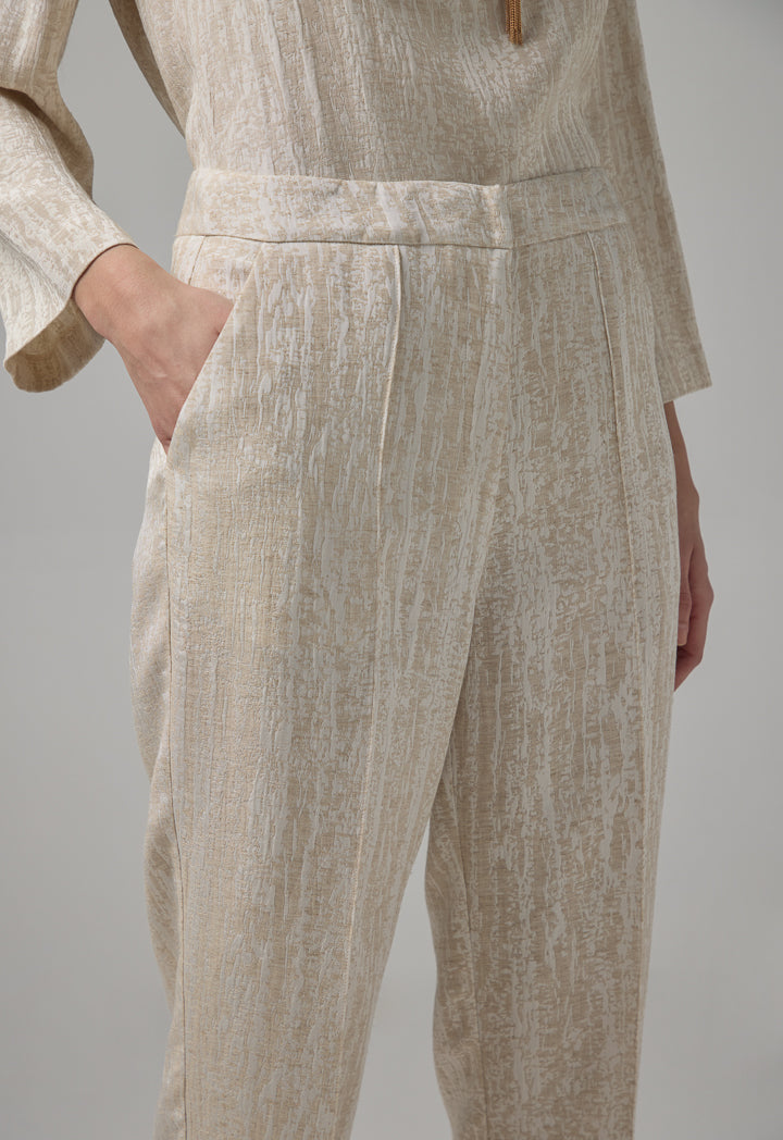 Choice Contrast Tuck At Front Straight Leg Trousers Beige