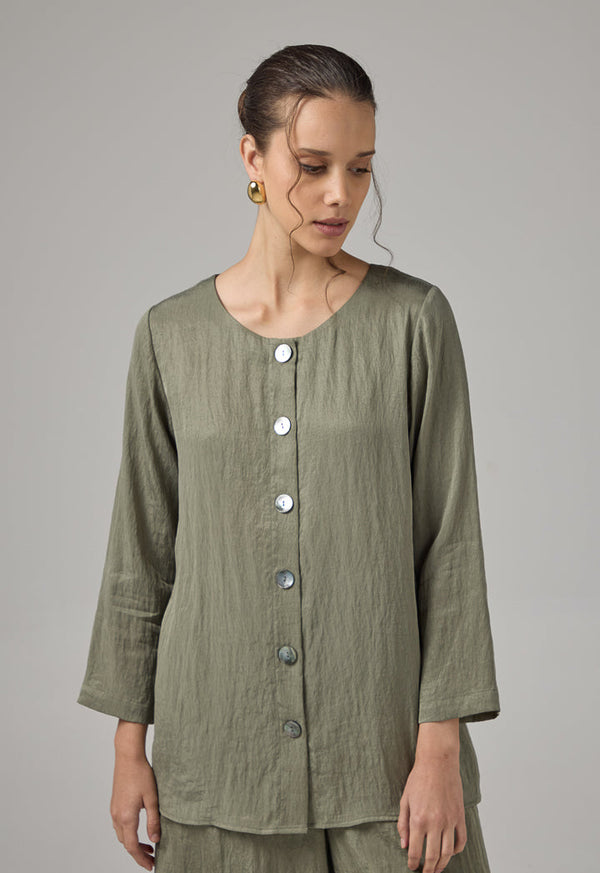 Choice Crinkled Regular Fit Shirt Olive