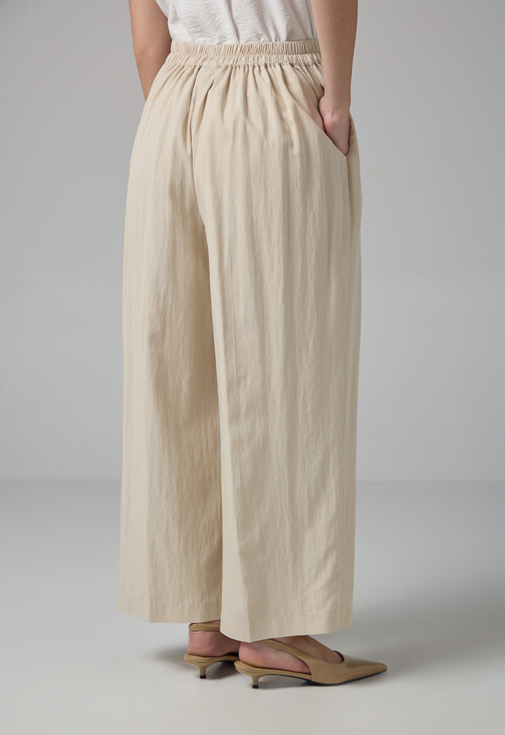 Choice Straight Wide Leg Basic Trousers Beige