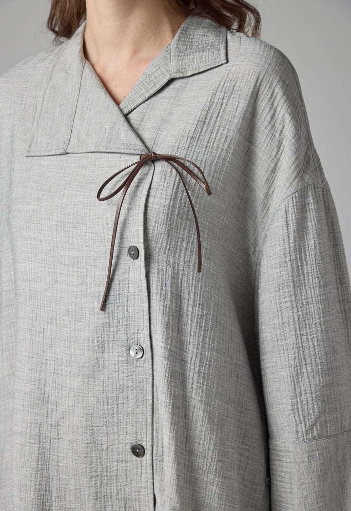 Choice High-Low Long Sleeve Crinkled Shirt Grey