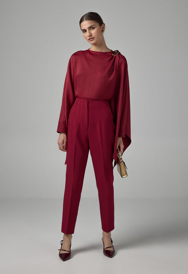 Choice Basic High-Waist Trousers Burgundy