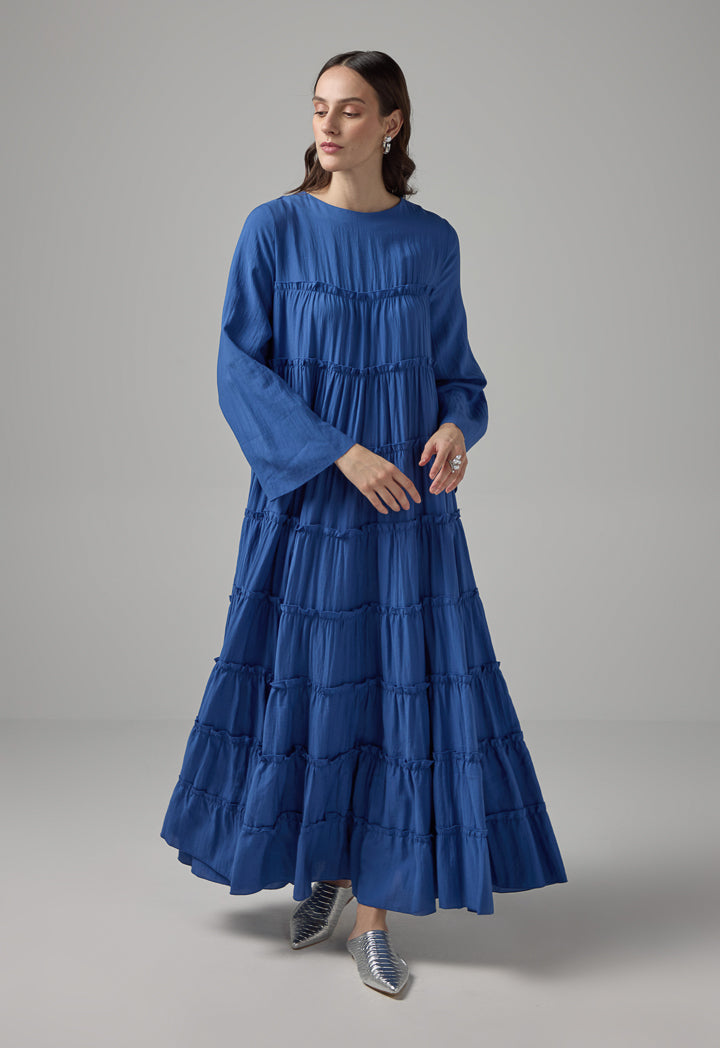 Choice Multi-Tiered Maxi Flared Dress  Blue