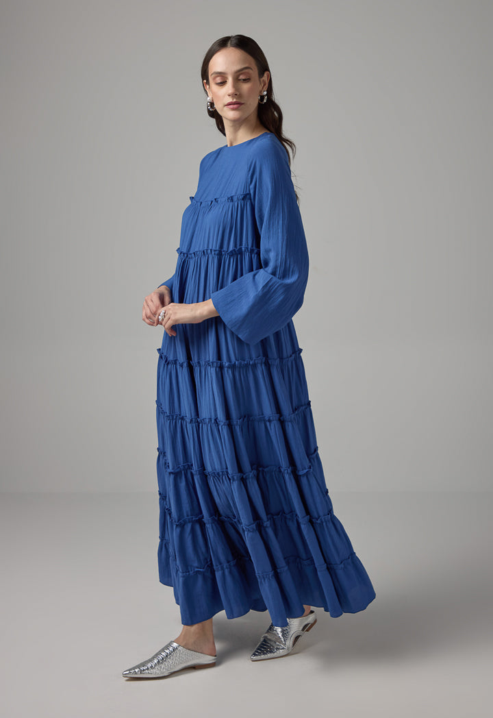 Choice Multi-Tiered Maxi Flared Dress  Blue