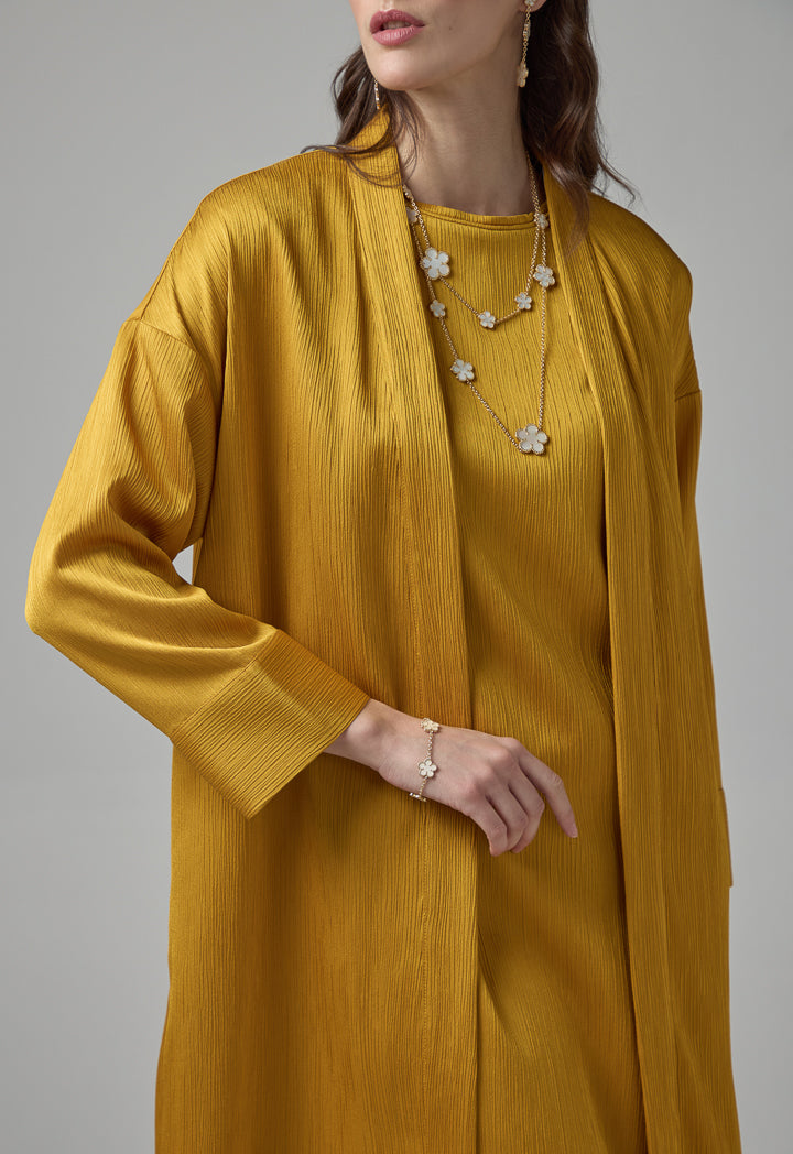 Choice Crinkled Drop Shoulder Maxi Abaya Gold