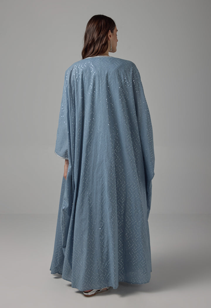 Choice Oversized Belted Sequin Maxi Abaya Blue