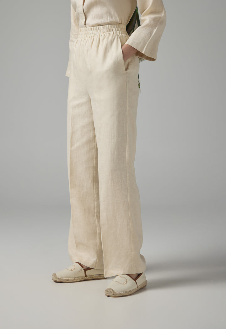 Choice High-Waist Straight-Cut Basic Trousers Beige