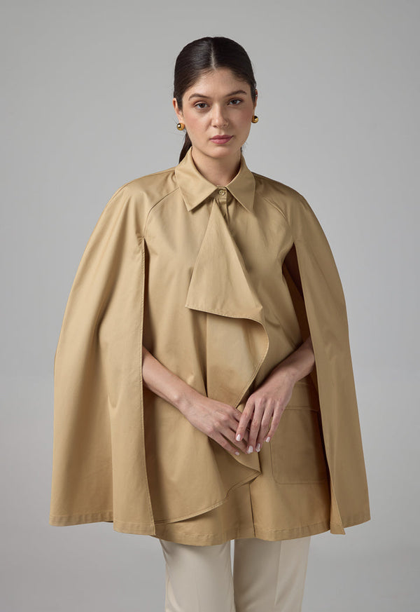 Choice Solid Front Flap Pockets Cape Beige