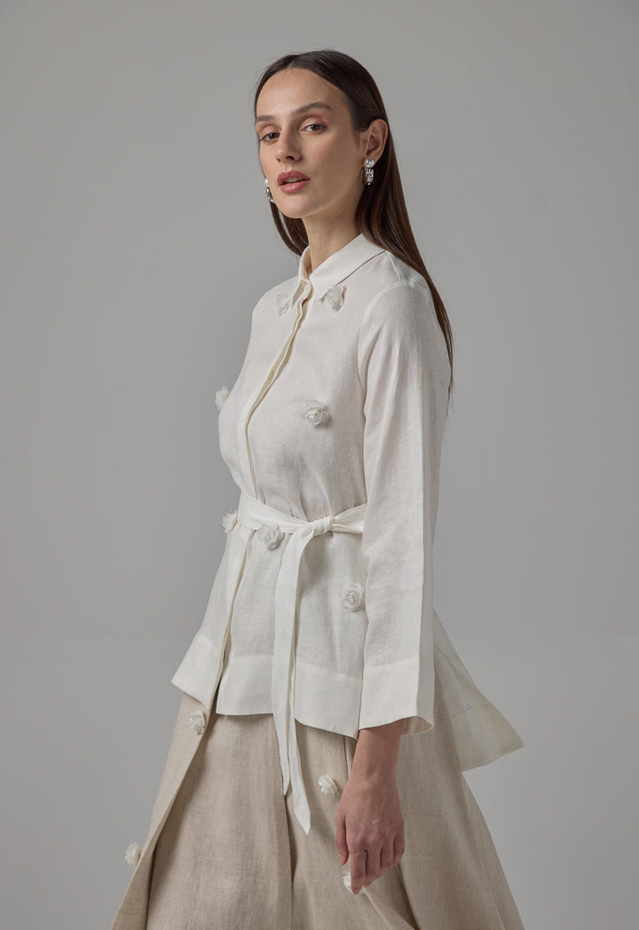 Choice Long Sleeve Linen Shirt Off White