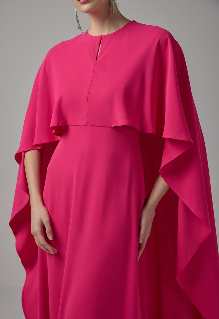 Choice Cape Details Maxi Dress Fuchsia