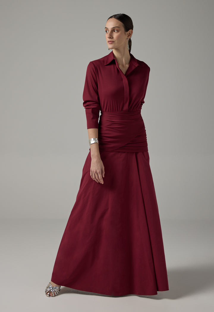 Choice Long Sleeves Wrap Maxi Dress Wine