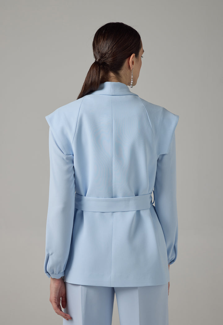 Choice Solid Front Pockets Belted Gilet Blue