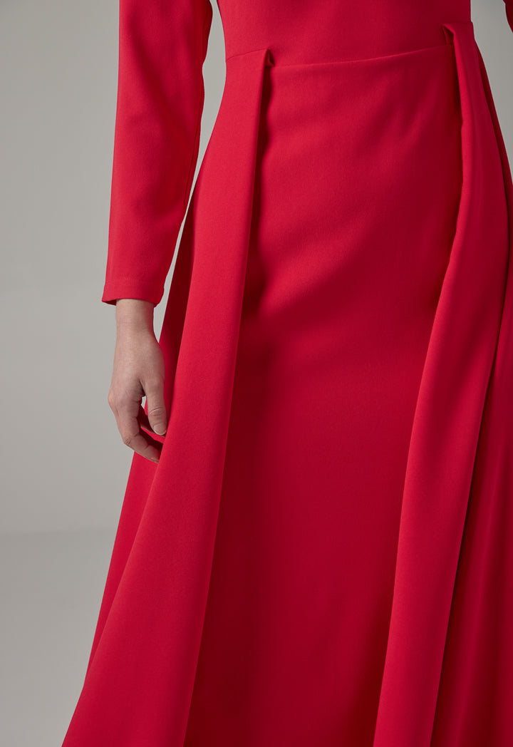 Choice Solid Overlay Maxi Dress Red