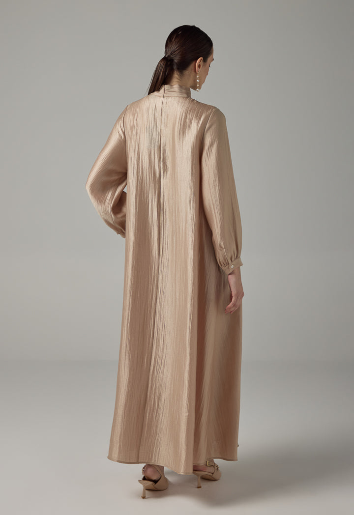 Choice Solid Non Detachable Scarf Maxi Dress Rose Gold