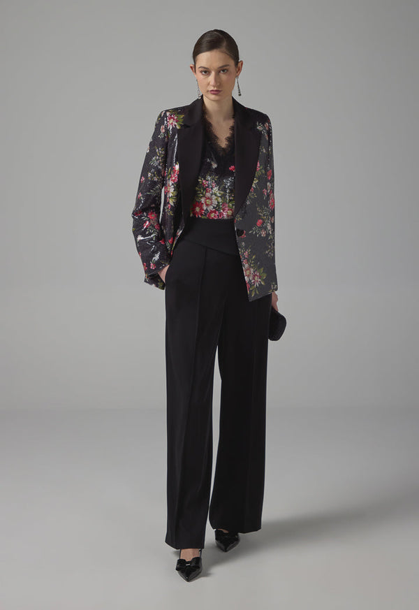 Choice Floral Printed Sequin Blazer Multi Color