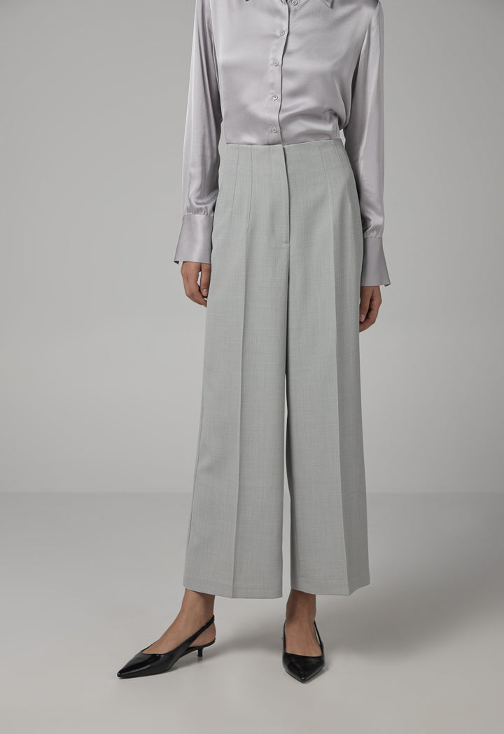 Choice Solid Wide Leg Trousers Grey