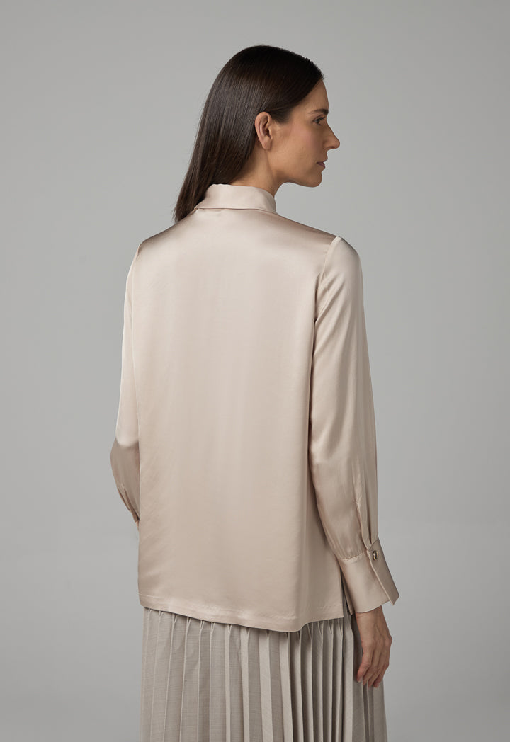 Choice Long Sleeve Basic Shirt Beige