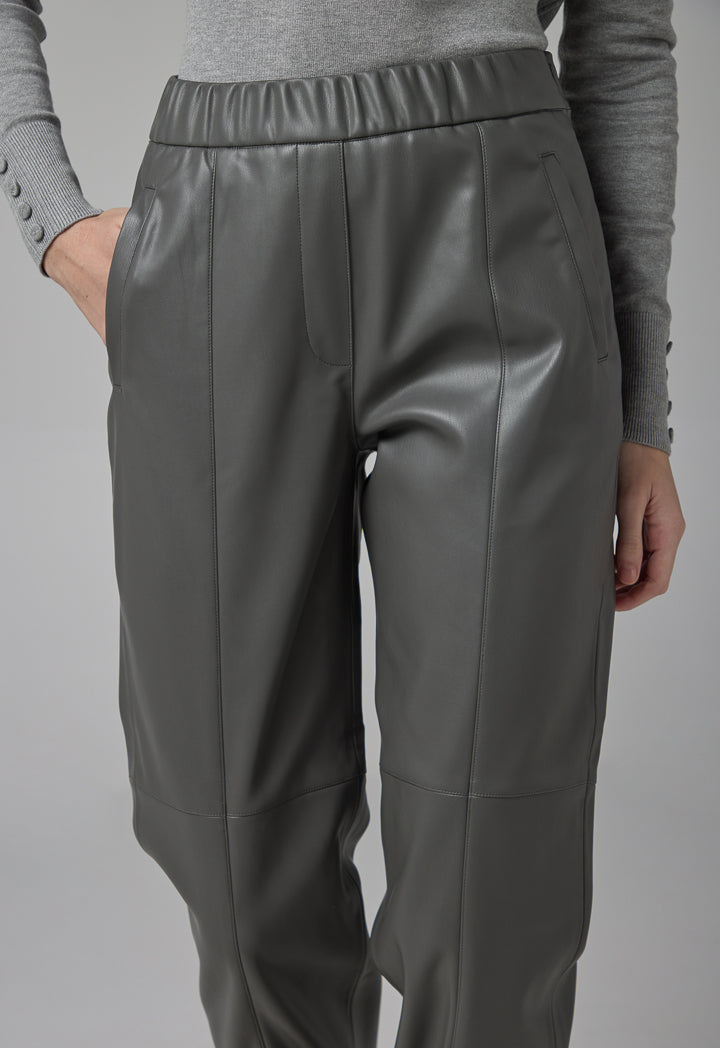 Choice Pu Leather Elasticated Waist Trousers Grey