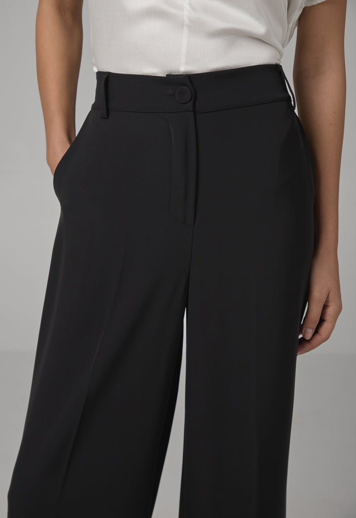 Choice Basic Straight Wide Leg Trousers Black