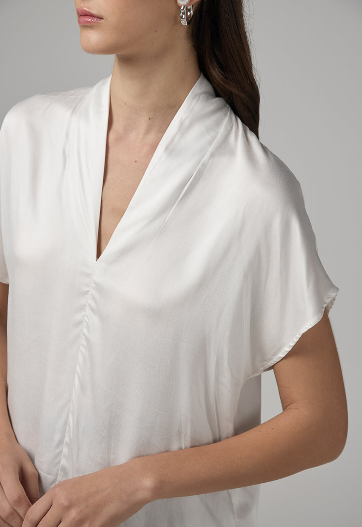 Choice V- Neck Basic Top Off White