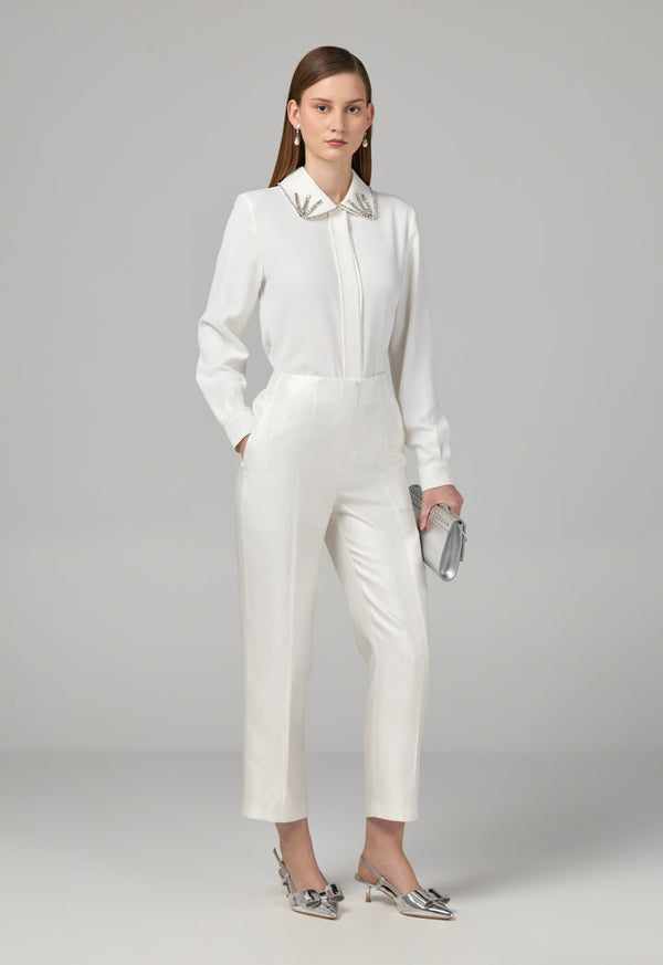 Choice Straight Leg Basic Trousers Off White