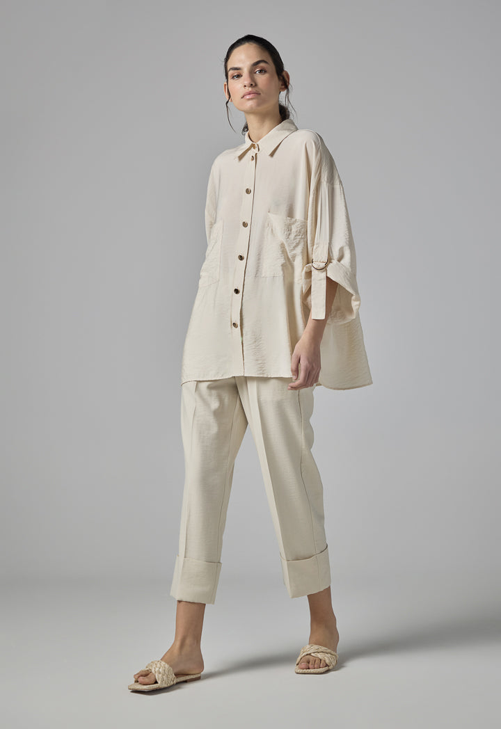 Choice Solid Relaxed Fit Shirt Beige